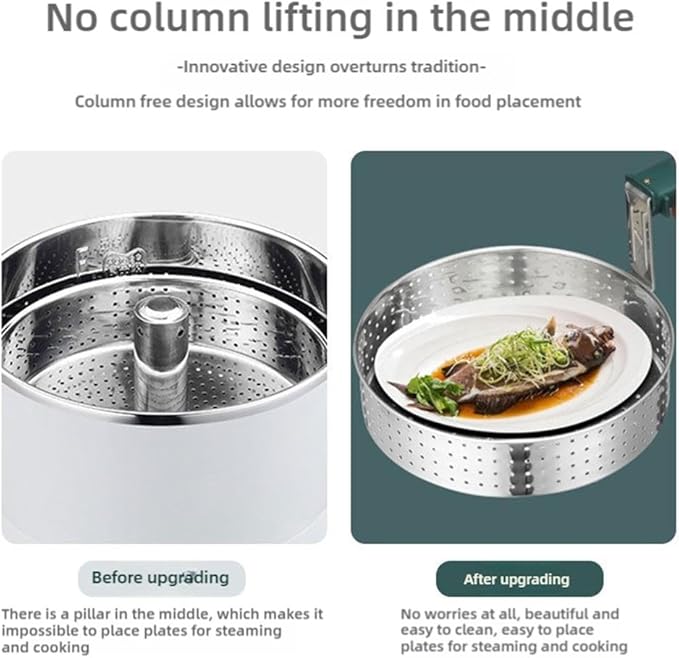 3 L Lifting Sugar Removal Rice CookerMultifunction 5 Speed Adjustable Hot Pot Non-Stick Pan&amp Rice Soup Separate ElectricWith Steamer BasketRapid Heating For Family Use (White)