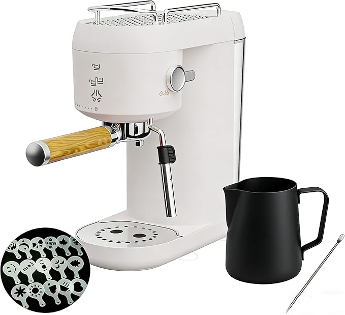 1L Espresso Coffee Machine With 20 oz Stainless Steel Espresso Milk Frothing Pitcher Jug Frother CupWith Coffee Decoration Mold Tool