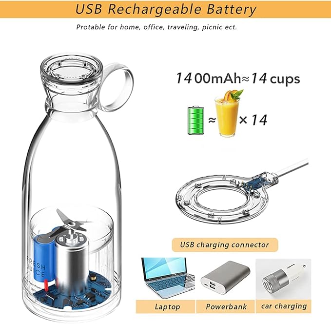 Generic 350mL Portable Mini Food Blender USB Rechargeable Portable White