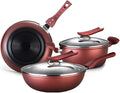 Cookware Set Iron Frying Pan Non- St?ck Wok with Lid Pot Pan Set Fireproof with Glass Cover Wooden Shovel Kitchen Cooking