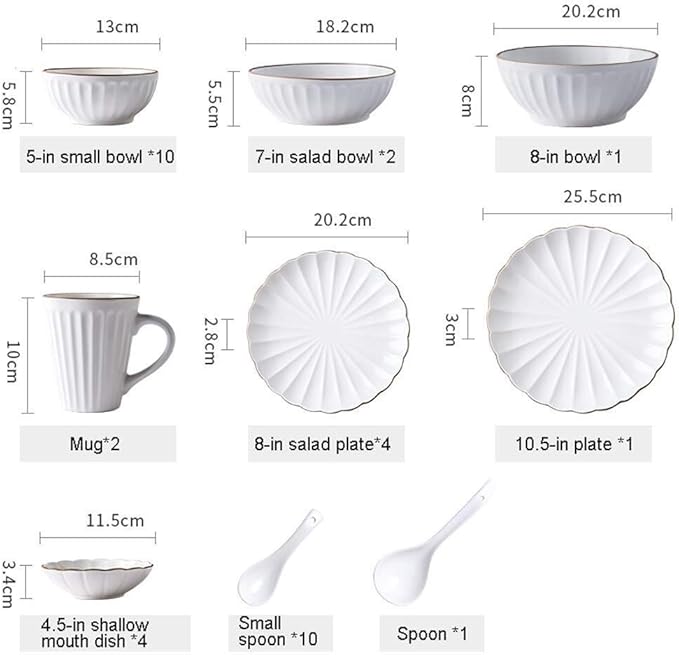 Ceramics Dinner Sets Ceramics Dinner SetsBowl/Dish/SpoonPetal Shape Dinnerware SetNordic Minimalist Style Porcelain Combination SetWhite