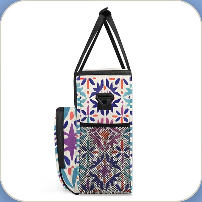 Rich Damask Coffee Maker Carrying Bag Botanic Flower Travel Storage Bag Compatible with K-Mini or K-Mini Plus Single Serve Coffee Brewer Carrying Case with Multiple Pockets &amp Shoulder Strap