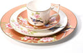 24 piece bone china dinnerware set for 6 luxury dinnerware sets for home wedding partyFreezer Safe Elegant Dining PlatesFlower and bird elements AJW12