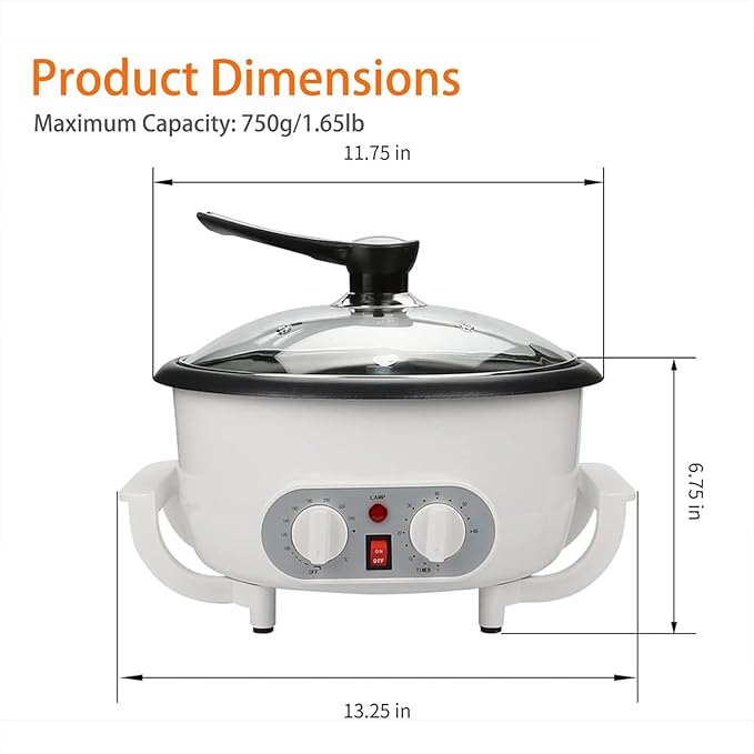 ERICAT Home Coffee Roaster 800 W Upgrade Coffee Roaster Machine with Clear Glass Cover 0-240℃ Adjustable Temperature and 750g Coffee Capacity 60 Minute Intelligent Timeing for Home and Kitchen