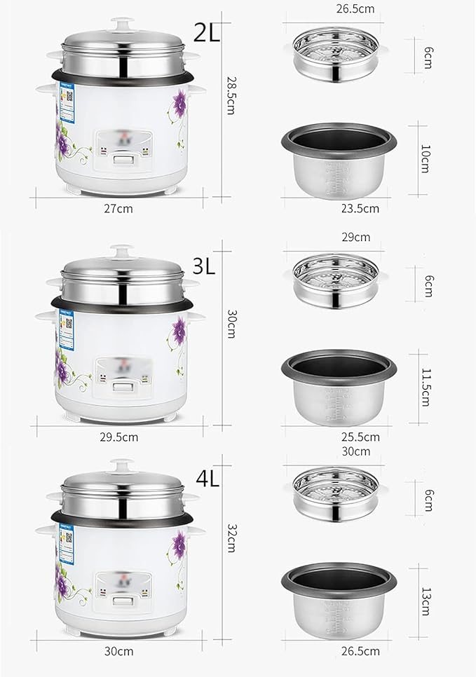 Rice Cooker &amp Steamer 2/3/4/5/6L Large Capacity 5 Layers Thickened Iron Alloy Non-Stick Liner for Family Dormitory 1~10 People Rice Cooker(4L)