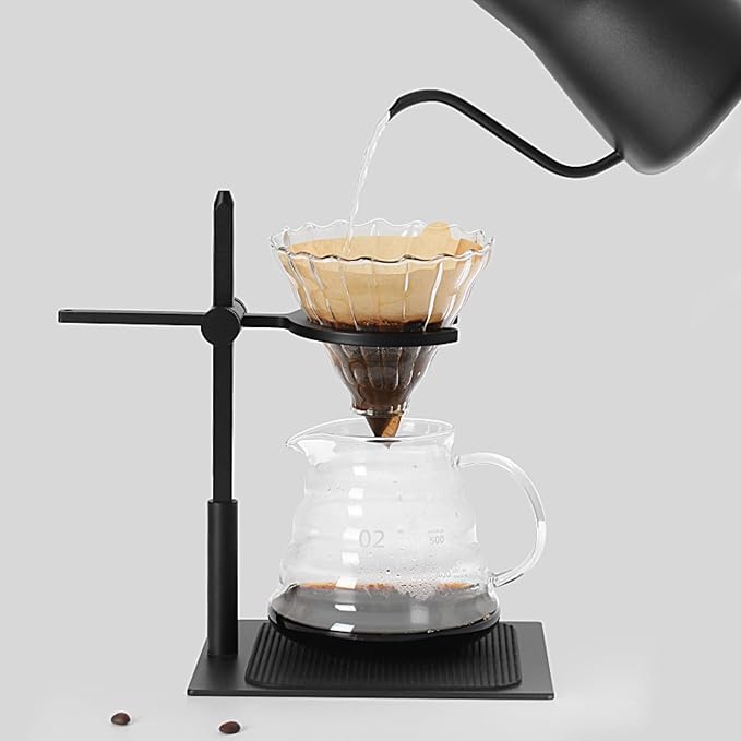 AUNMAS Pour Over Coffee Stand Aluminum Alloy Adjustable Dripper Station for Home Office Brewing Portable with Antislip Base Even Water