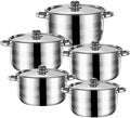 5x Kitchen Cookware Set Soup Pot Easy to Clean Nonstick Portable Sauce Pot Set Kitchen Induction Pot for Kitchen Outdoor Argent Handle