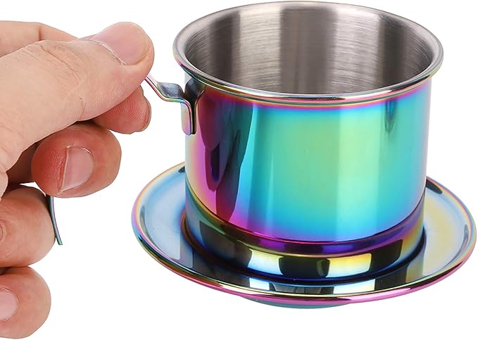 Pongnas Coffee Filter Drip Coffee Maker Mini Coffee Maker Stainless Steel Coffee Drip Household Portable Coffee Pot Reusable Coffee Dripper Maker with Handle for Office Home Travel