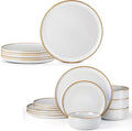 E-far Plates and Bowls Set for 4 and 10.5” Ceramic Dinner Plates Set of 6 Bundle 12-Piece Stoneware Dinnerware Sets Large Reactive Glaze Stoneware Dishes Microwave &amp Dishwasher Safe