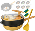 Titanium Alloy Non-Stick Pot with Lid Titanium Cookware Set with Lids Frying Pans with Ergonomic Stay-Cool Handles for Cooking Frying Baking Titanium Cooking PanYellow32cm