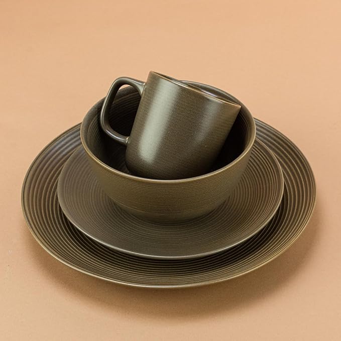 Everything Kitchens Deep Matte 16-Piece Dinnerware Set | Mocha