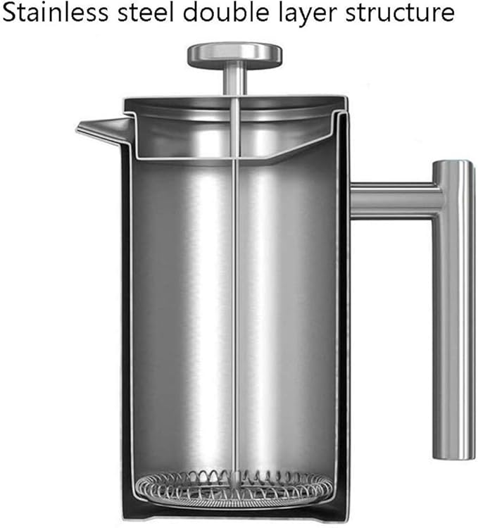 Coffee Maker with Stainless Steel Filter Coffee Pot French Press System with The Double Walls are Made of 18/10 Stainless Steel 800ml
