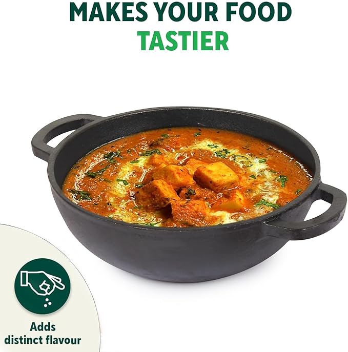 Pre-Seasoned Cast Iron Cookware Set | Cast Iron Tawa (30 Cm) Cast Iron Kadai (25.4 Cm/2.3L) | Kitchen Cookware Set Combo Pots And Pans Set Of 2 Pcs