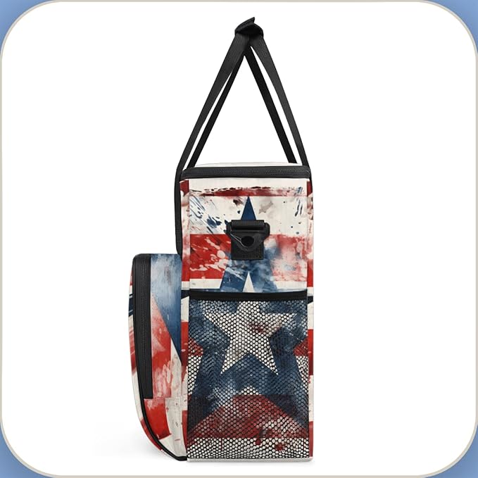 Starry Stripes 4th of July Coffee Maker Carrying Bag Travel Storage Bag Compatible with K-Mini or K-Mini Plus Single Serve Coffee Brewer Carrying Case with Multiple Pockets &amp Shoulder Strap