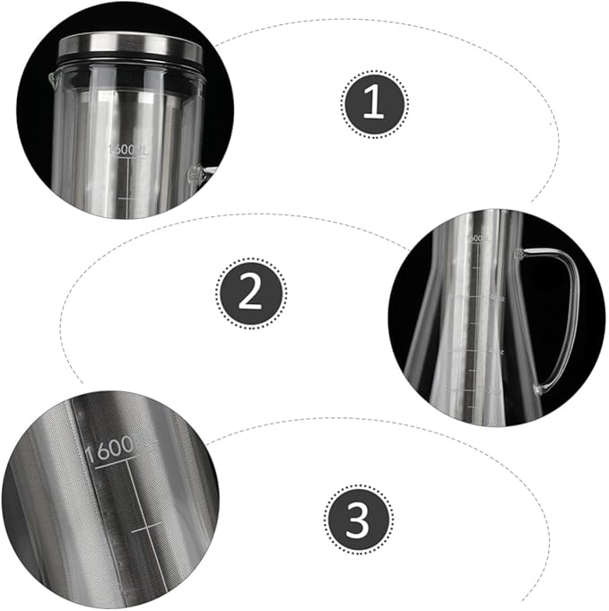 TOYANDONA Large Capacity 1600ml Cold Brew Coffee Pot with Stainless Steel Filter and Borosilicate Glass Iced Coffee Maker for Home and Kitchen Use