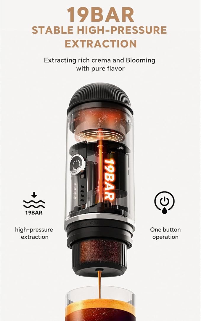 Portable Coffee Machine 250ml Electric Heating Travel Coffee Maker Kitchen Travel Appliances with Storage Bag for Camping Hiking Office Use