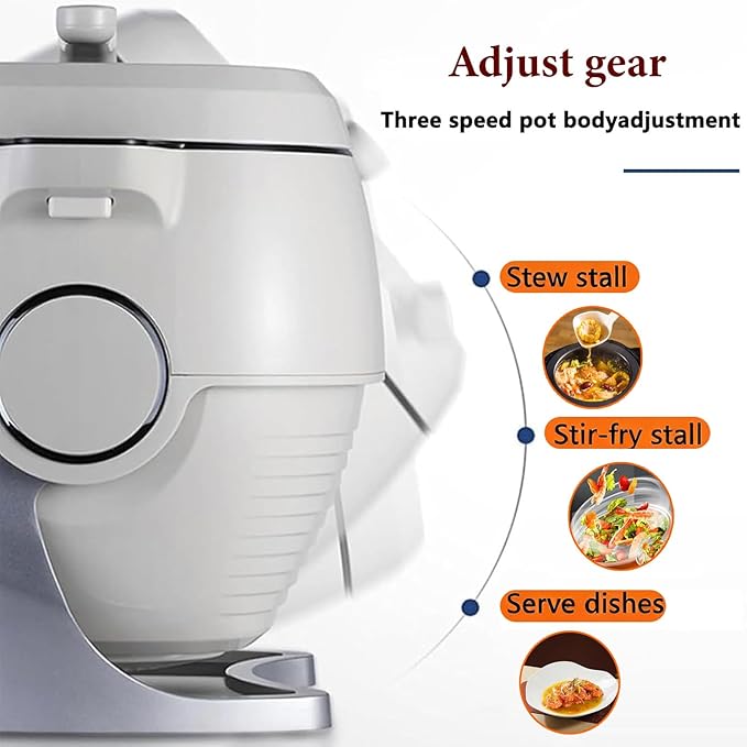 Automatic Cooking Machine2000W 6L auto cooking wok Fried rice machineOne-click Smart Start Three Speed Adjustable360 ° Automatic Rotation for Stir Frying Stewing Cooking(110V)