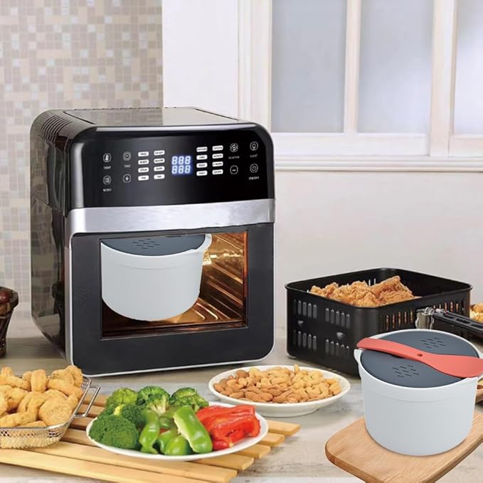 Microwave Rice Cooker 2L Microwave Steamer Nonstick PP Steamer with Lid Strainer Rice Spoon Express Pasta Cooker for Vegetables Quinoa Oatmeal Ramen Meal Prep Essential (Orange)