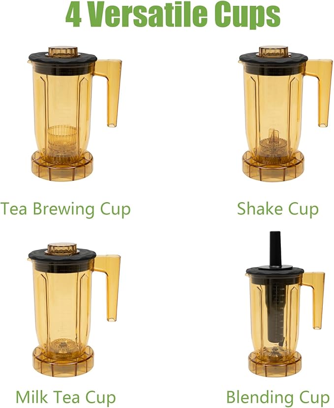 Bubble Tea Machine 1200ml 1800W Multifuction Blending Machine with 4 Different Cups 10 Gears Speed Countertop Smoothie Maker for Homes Milk Tea Shops Coffee Shops 110V 30000RPM Easy to Clean