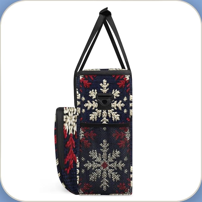 Christmas Snowflakes Coffee Maker Carrying Bag Colorful Snowflakes Travel Storage Bag Compatible with K-Mini or K-Mini Plus Single Serve Coffee Brewer Carrying Case with Pockets &amp Shoulder Strap