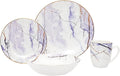 Godinger Dinnerware Set &amp Tableware Set with Dinner Plates Salad Plates Soup Bowls 4 Coffee Mugs - 16 Piece Set Devon Collection