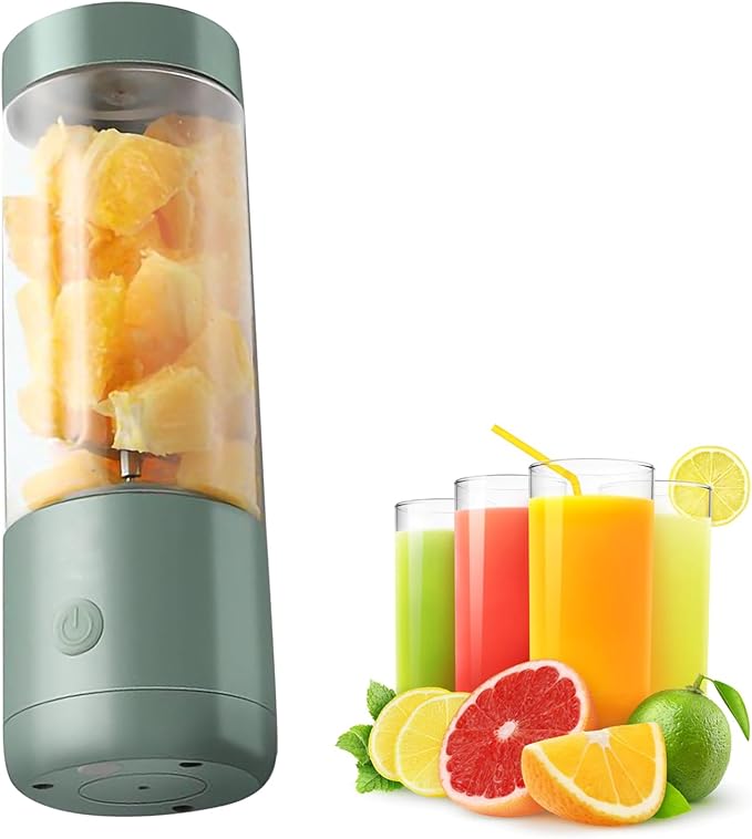Zerodis Portable Blender High Speed Rotation Multifunctional USB Electric Juicer for Home Travel 400ml Juice Extractor with travel blender for fruits and vegetables (Double-edged)