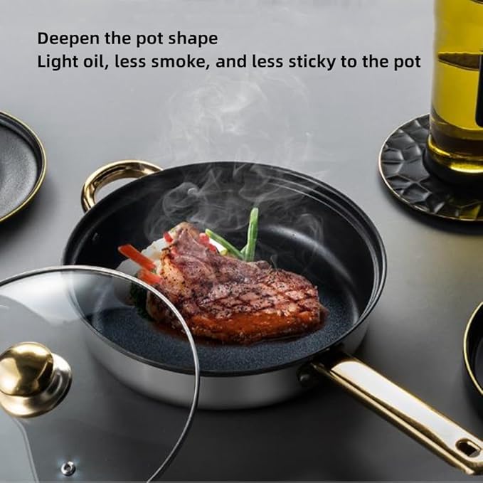 12 Piece Stainless Steel Cookware Set Kitchen Removable Handle Pots and Pans Set Frying Pans Saucepans with Lid Golden Handles for All Stoves (12 pcs/with Kettle)