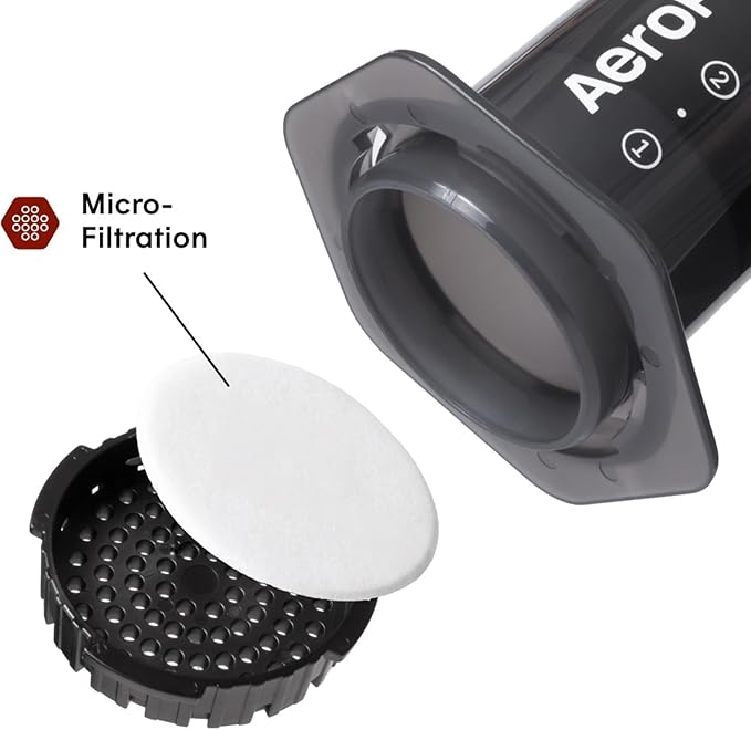 AeroPress Original Coffee and Espresso-style Maker Barista Level Portable Coffee Maker with Chamber Plunger &amp Filters Quick Coffee and Espresso Maker