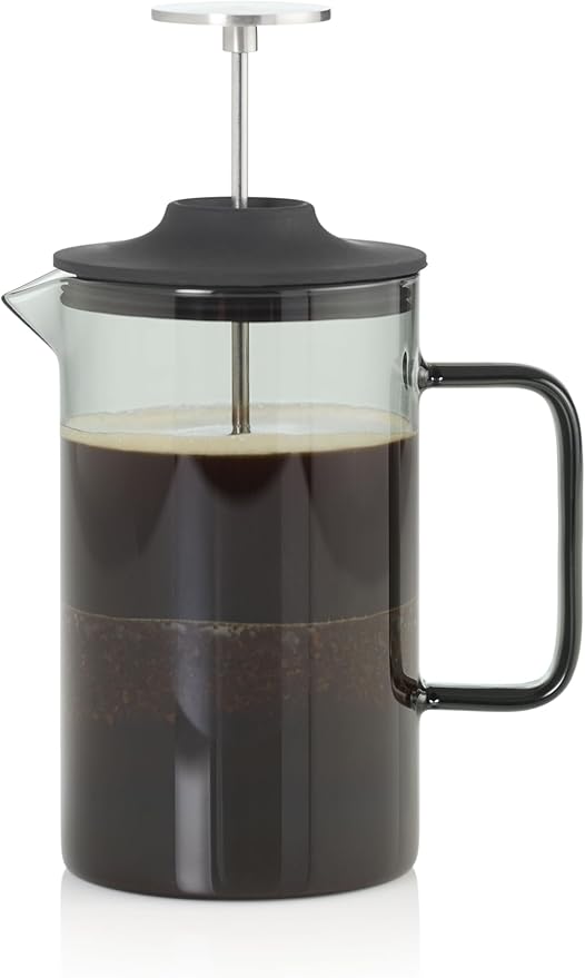 AdHoc French Press Coffee Maker Impact - Manual Brewer with Heat-Resistant Glass &amp Stainless Steel Filter – Barista Tool for Aromatic &amp Full-Flavored Coffee - Dishwasher Safe