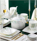 Dinnerware Set Nordic Light Luxury Phnom Penh Soup Pot/Plates Ceramic Plates and Sets for Restaurant and Wedding Gifts/Bone China Dinner Set (D)