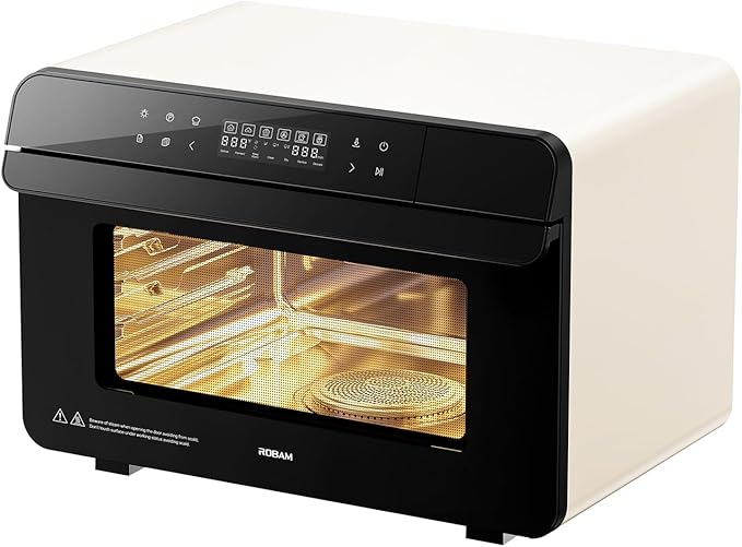 ROABM Toaster Oven Air Fryer Combo R-BOX White 23QT Countertop Convection Steam Oven Rapid Steam Bake Air Fry Broil Dehydrate Defrost Ferment Steam Self-Clean Touchscreen Control