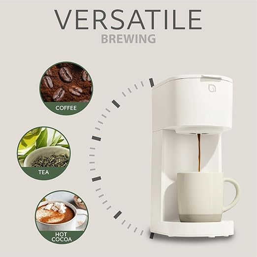 WILLOW K-Cup Coffee Maker Single Serve Coffee Maker with 6 to 12oz Brew Size &amp Strong Brew Option Single Cup Coffee maker made with 99% PCR Recycled Plastics Coffee Machine - CREAM WHITE