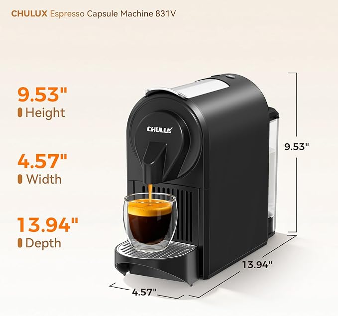 CHULUX Upgrade Bafè-Pro Espresso Machine for Nes Original Pods 20Bar Rapid Extraction Home Espresso Coffee Maker for Espresso &amp Lungo Black