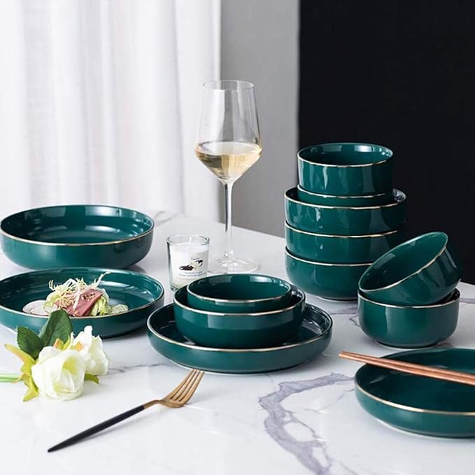 Dinner SetUniquek Green Phnom Penh Ceramics Dinnerware Set of 26 Pieces Suitable for Housewarmingurant Banque