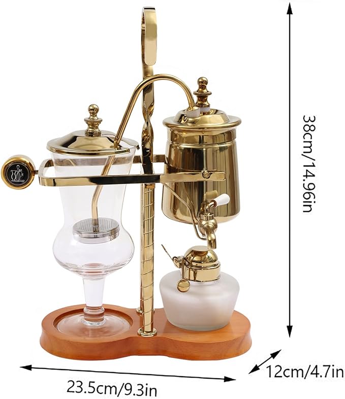 DYRABREST Siphon Syphon Coffee Maker 5-Cup Coffee Syphon Tabletop Siphon (Syphon) Coffee Maker 500ml Borosilicate Tabletop Vacuum Coffee Maker for Home Coffee Shops and Offices (500ml Gold)