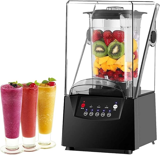 Industrial Grade 2200W Commercial Blender Quiet Smoothie Maker with Lid - 2L Capacity 17000 RPM Stainless Steel Blade Perfect for Smoothies and Milkshakes