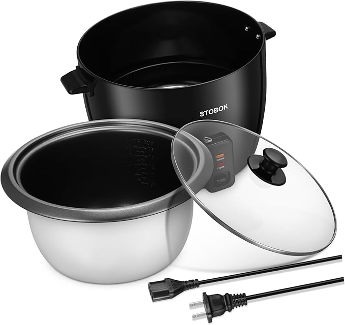 PRETYZOOM Portable Electric Rice Cooker Multi-functional Travel Pot with Clear Lid for Camping and Home Use Automatic Keep Warm Mode US Plug Compatible