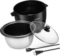 PRETYZOOM Portable Electric Rice Cooker Multi-functional Travel Pot with Clear Lid for Camping and Home Use Automatic Keep Warm Mode US Plug Compatible