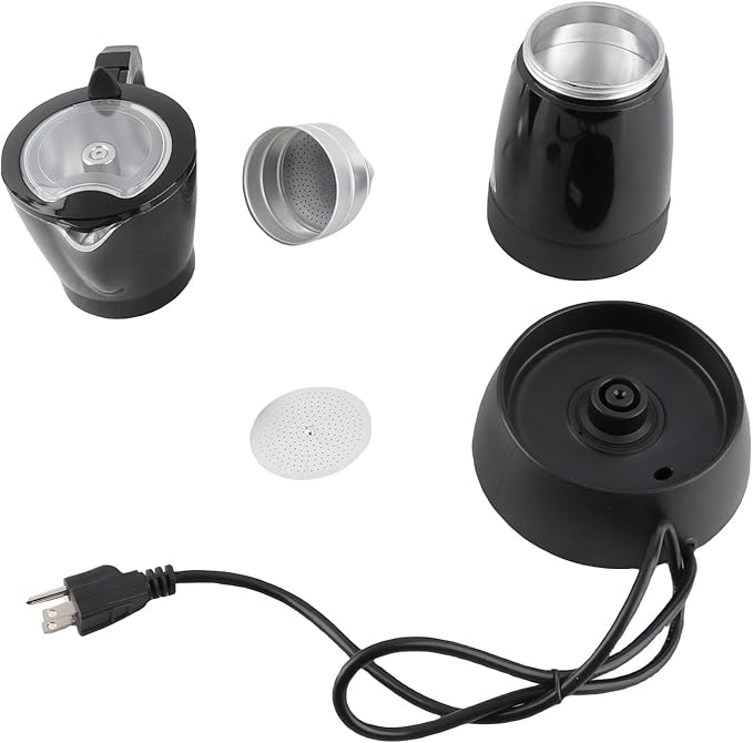 Italian Pot Electric Coffee Maker 300ML Fine Holes Pot 550W 6 Cup Camping with Aluminum Alloy Design Ideal for Home Office &amp Travel