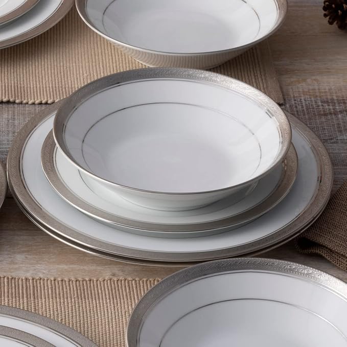 Noritake Crestwood Platinum 12-Piece Dinneware Set Service for 4