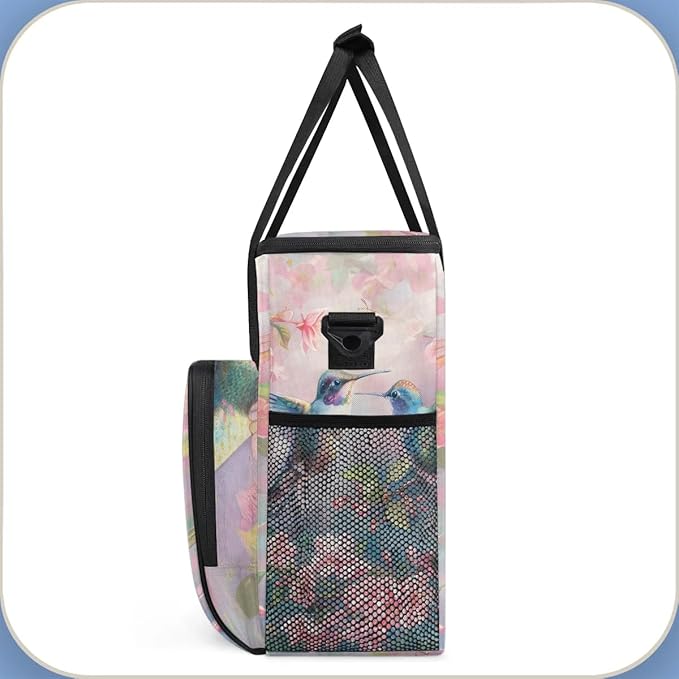 Coffee Maker Carrying Bag Hummingbird Floral Single Cup Coffee Maker Travel Bag Compatible with Keurig K-Mini or K-Mini Plus Portable Storage Bag with Shoulder StrapAZ-201