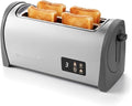 Elite Gourmet Digital Long Slot 4-Slice Toaster – Touch Screen LED Display Extra Wide 1.5” Slots for Artisan &amp Bagel Bread 6 Browning Levels Defrost &amp Reheat Stainless Steel Modern Design
