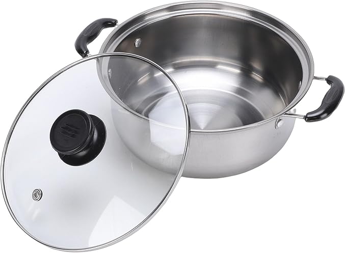 5PCS Stainless Steel Cookware Set Glass Lids Kitchen Cooking Pots for Induction Cooktop with Sturdy Structure and Easy to