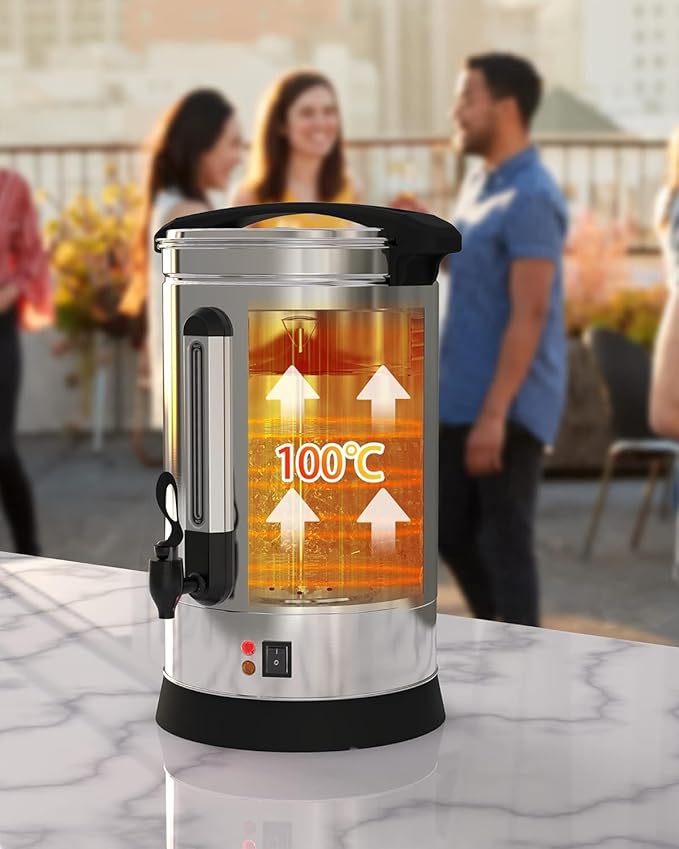 16 L/110 Cups Coffee Urn 4.2 gal Double Wall Commerical Coffee Maker for Buffet Catering Wedding Gathering Large Capacity Hot Coffee Dispenser Stainless Steel Hot Water Urn