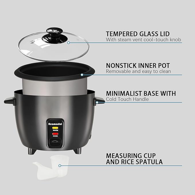 Multifunctional Rice Cooker Non-stick Pan Liner Equipped with Spoon and Measuring Cup Fast Cooking Easy To Clean Automatic Heat Preservation Function 1. 5 Quarts Mini Rice Cooker Small and Easy