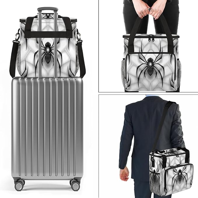 Cartoon Halloween Spiders Coffee Maker Carrying Bag Travel Storage Bag Compatible with K-Mini or K-Mini Plus Single Serve Coffee Brewer Carrying Case with Multiple Pockets &amp Shoulder Strap