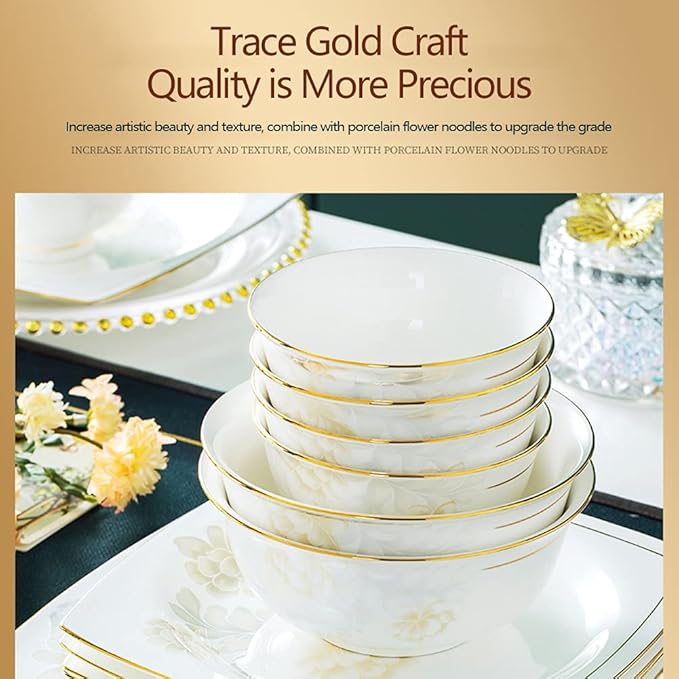 35 56 60PCS Ceramic Dinnerware Set Tableware Dishes Plates Ceramic Combination Dinner Service Set Porcelaine Service for 10 Phnom Penh Tableware Set (35 Pieces)
