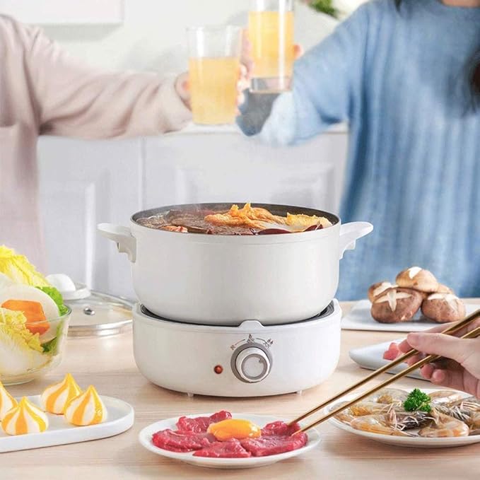 Electric Hot Pot Multifunction Rice Cooker Portable Split Type Pot Kitchen Cooker Non-Stick Frying Pan for Travel Kitchen with Steamer (Size : 262 * 200 * 198MM)