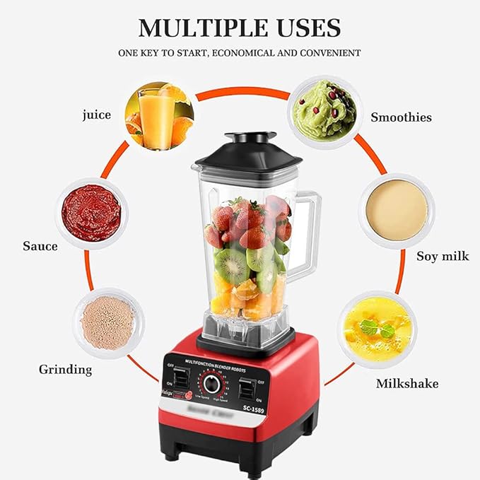 Multifunctional Ice Crusher Smoothie Blender High Power Blender 2L Large Capacity Commercial Blender Milkshake Maker