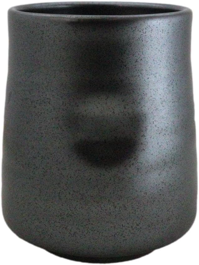 Ebros Gift Iron Black Clay Underglaze Technique Tetsu Kesho Porcelain Dinnerware Kitchen Set Asian Japanese Restaurant Supply (Pack Of 6 Reactive Glaze Tea Cups 9oz)